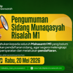 H-3 PENDAFTARAN SIDANG MUNAQASYAH RISALAH M1Mahasantri Diminta Segera Lengkapi Berkas dan Mendaftar
